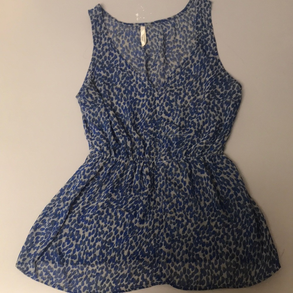 Blue and Grey See-Thorough Blouse